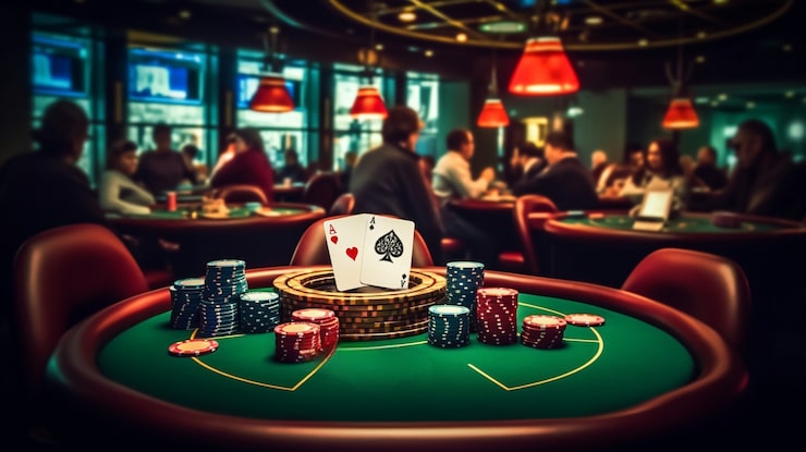 Mesa de poker a representar pagamentos e apoio ao cliente